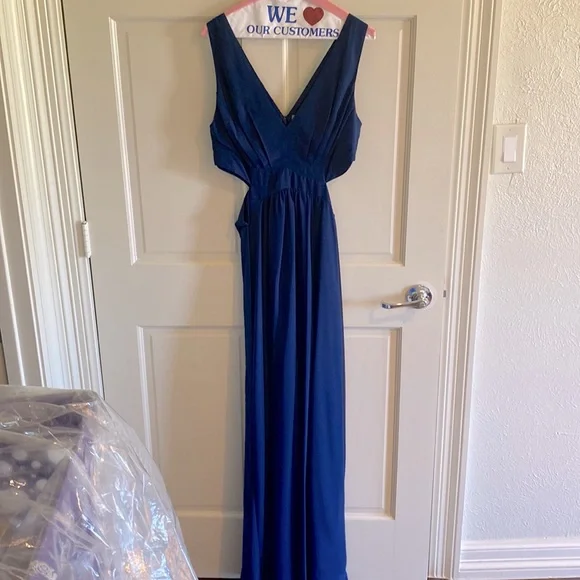 ASOS Side Cut-Out Maxi Gown Dress in Navy US 8 - Picture 4 of 6